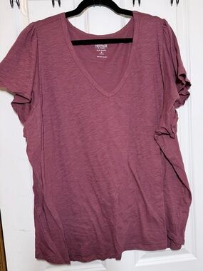Torrid Mauve V-Neck Flutter Sleeve Tee